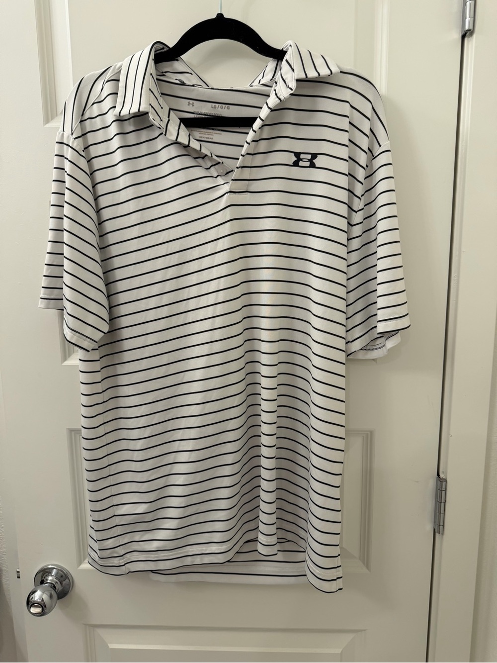 Under Armour Men's White and Black Striped Polo Shirt